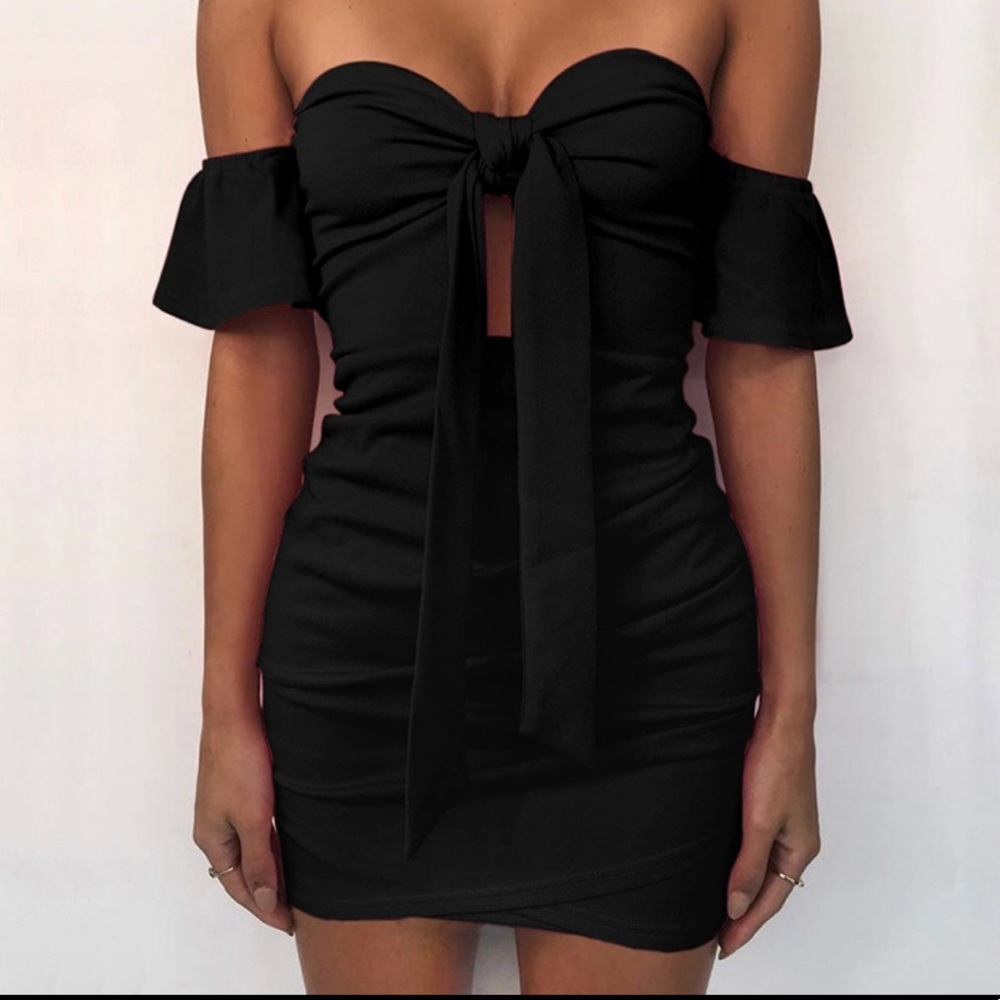 Brand new black mini summer dress off the shoulder